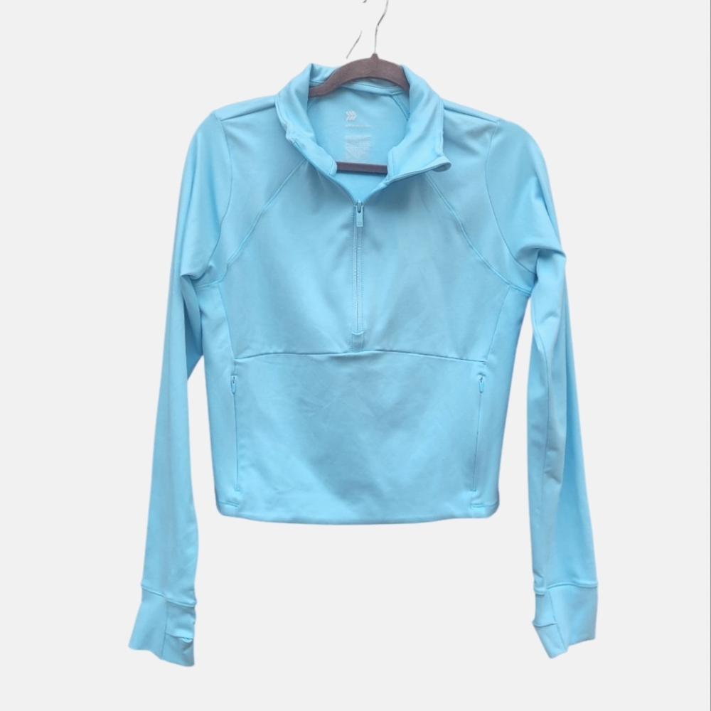 all in motion Light Blue Half-Zip Crop Top